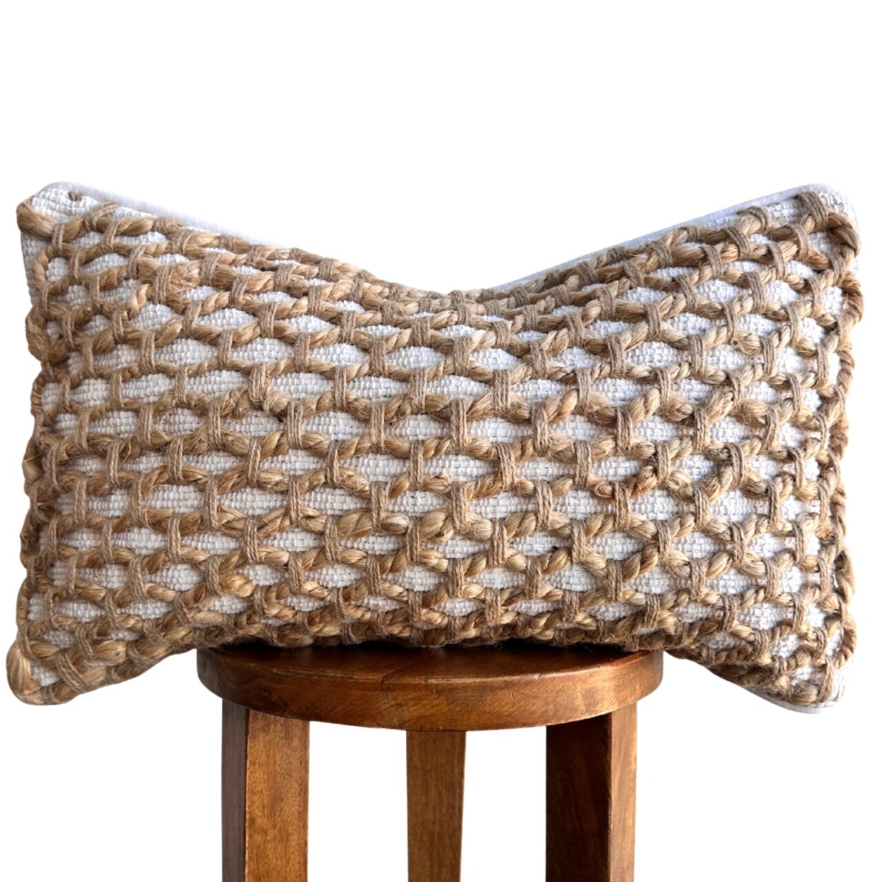 Neutral Textured Lumbar Pillow Cover, 12x20 – Braided Jute Boho Accent
